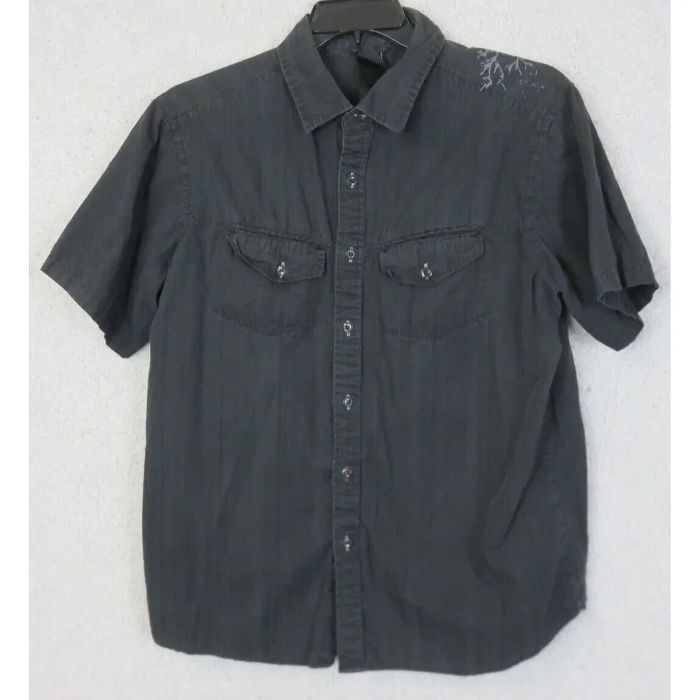 2 Mens The North‎ Face Short Sleeve Button Front Shirts Size L Cotton Black